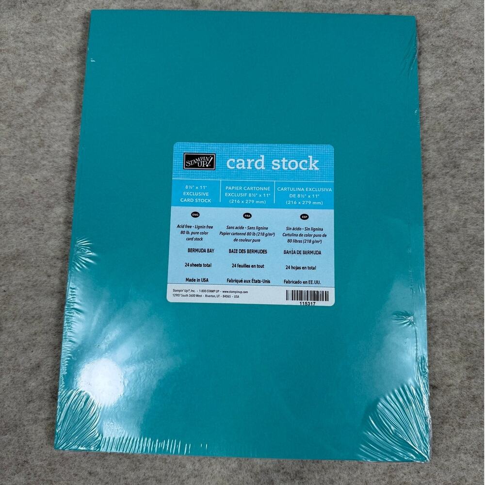 Stampin' Up Card Stock 8 1/2" x 11" Bermuda Bay NEW